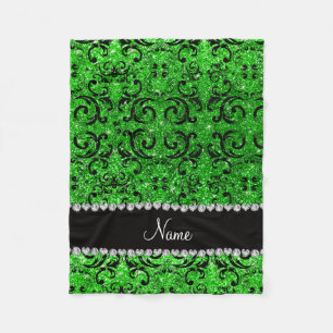 Couverture Polaire Nom personnalisé noir chaux vert parties scintilla