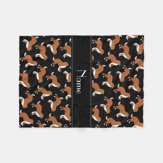 Couverture Polaire Nom personnalisé noir collie chien motif (Devant (Horizontal))