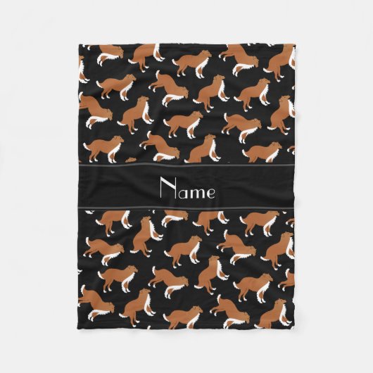 Couverture Polaire Nom personnalisé noir collie chien motif (Devant)