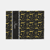 Couverture Polaire Nom personnalisé noir or cheerled arcs coeurs (Devant (Horizontal))