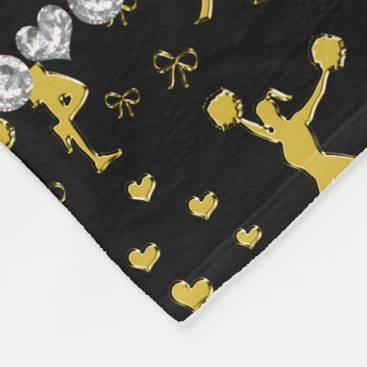 Couverture Polaire Nom personnalisé noir or cheerled arcs coeurs (Coin)