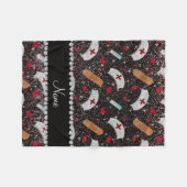 Couverture Polaire Nom personnalisé noir parties scintillant infirmiè (Devant (Horizontal))