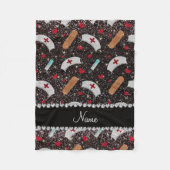 Couverture Polaire Nom personnalisé noir parties scintillant infirmiè (Devant)