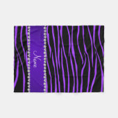 Couverture Polaire Nom personnalisé noir violet zèbre rayures (Devant (Horizontal))