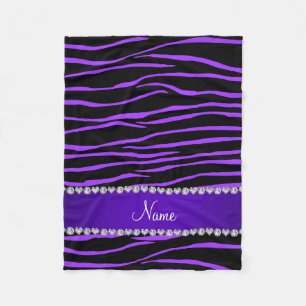 Couverture Polaire Nom personnalisé noir violet zèbre rayures