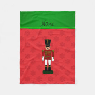 Couverture Polaire Nom personnalisé noisette flocon rouge