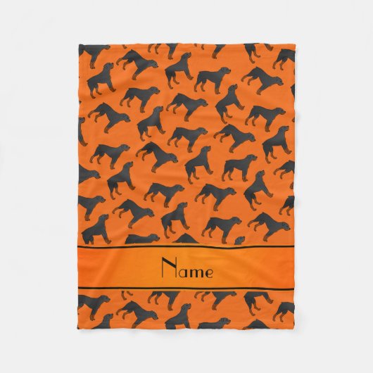 Couverture Polaire Nom personnalisé orange rottweiler chien motif (Devant)
