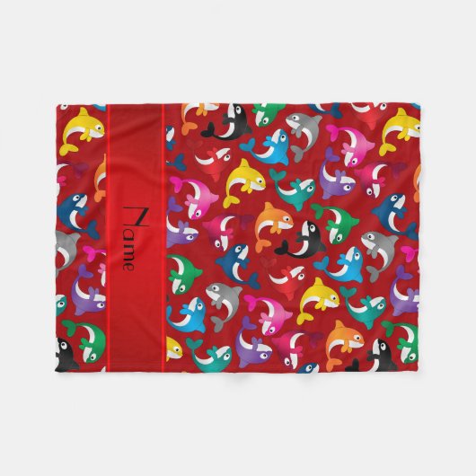 Couverture Polaire Nom personnalisé orques arc-en-ciel rouge (Devant (Horizontal))