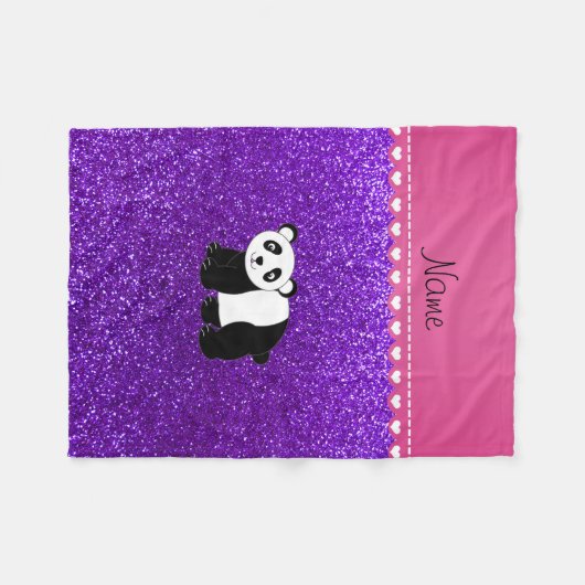 Couverture Polaire Nom personnalisé panda indigo violet parties scint (Devant (Horizontal))