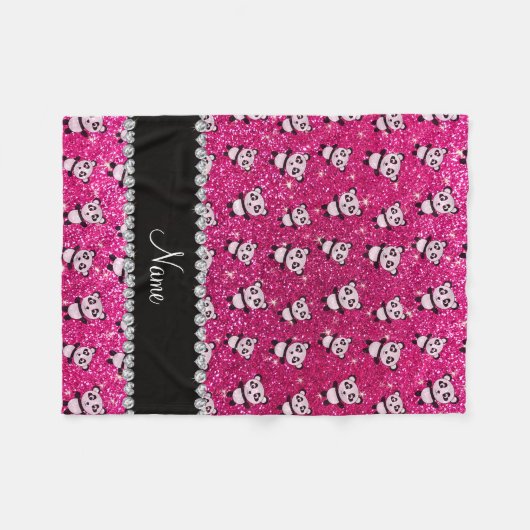 Couverture Polaire Nom personnalisé pandas de parties scintillant ros (Devant (Horizontal))