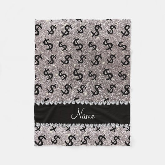 Couverture Polaire Nom personnalisé parties scintillant argent signes (Devant)