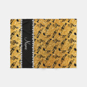 Couverture Polaire Nom personnalisé parties scintillant jaune trompet (Devant (Horizontal))