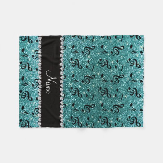 Couverture Polaire Nom personnalisé parties scintillant turquoise not (Devant (Horizontal))