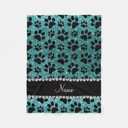Couverture Polaire Nom personnalisé parties scintillant turquoise pat (Devant)