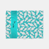 Couverture Polaire Nom personnalisé phoque tacheté turquoise (Devant (Horizontal))