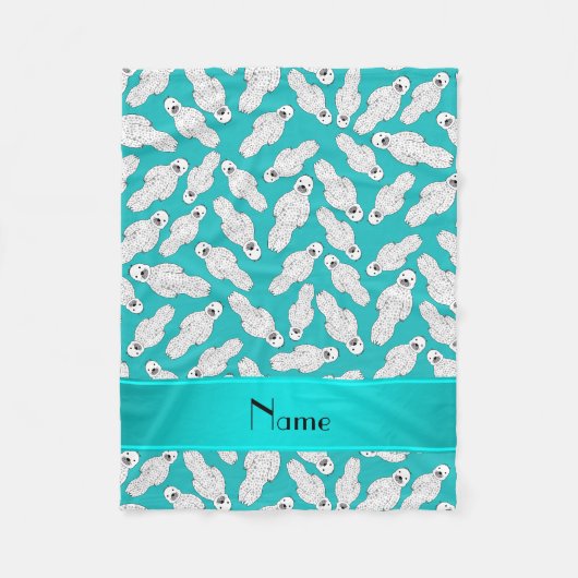 Couverture Polaire Nom personnalisé phoque tacheté turquoise (Devant)