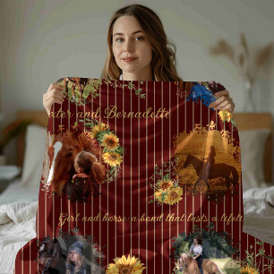 Couverture Polaire Nom Personnalisé Photo Horse Animal de compagnie B