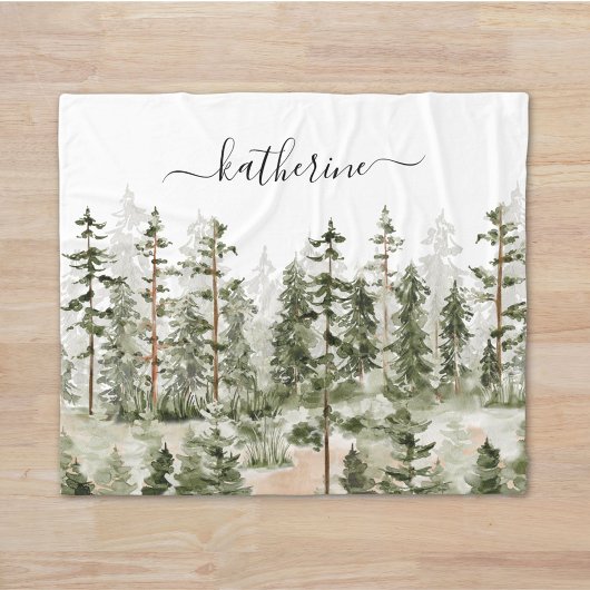 Couverture Polaire Nom personnalisé Pinery Rustic Green Pine Forest