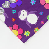 Couverture Polaire Nom personnalisé pingouins violets fleurs (Coin)