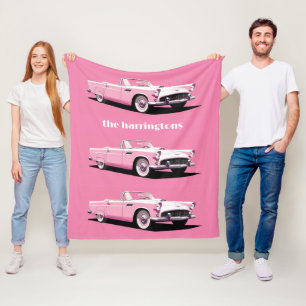 Couverture Polaire Nom personnalisé Pink Classic Car