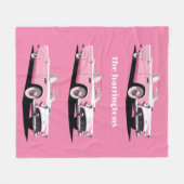Couverture Polaire Nom personnalisé Pink Classic Car (Devant (Horizontal))