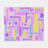Couverture Polaire Nom personnalisé pixel jeu rose violet jaune fille (Devant (Horizontal))
