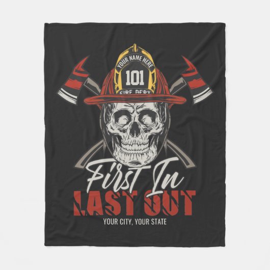 Couverture Polaire Nom Personnalisé Pompier D'Abord En Dernier Feu De (Devant)