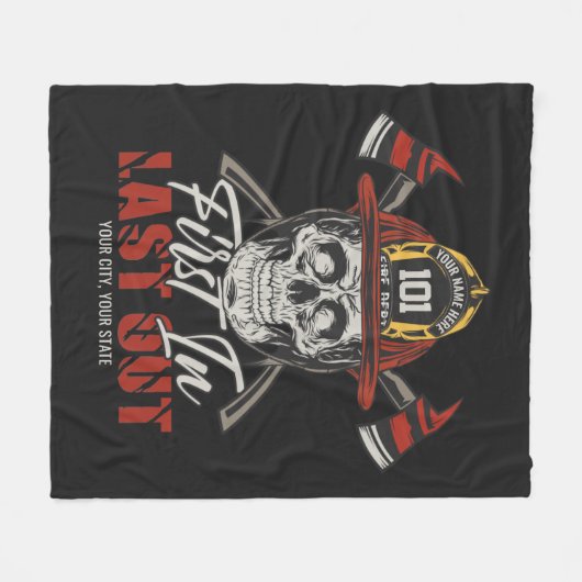 Couverture Polaire Nom Personnalisé Pompier D'Abord En Dernier Feu De (Devant (Horizontal))