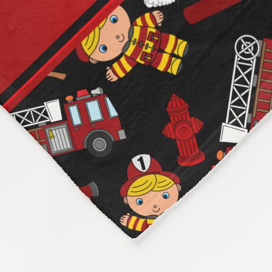 Couverture Polaire Nom personnalisé pompiers noirs camions échelles (Coin)