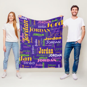 Couverture Polaire Nom personnalisé Purple Jaune Vert Retro Couleurs