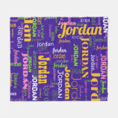 Couverture Polaire Nom personnalisé Purple Jaune Vert Retro Couleurs (Devant (Horizontal))