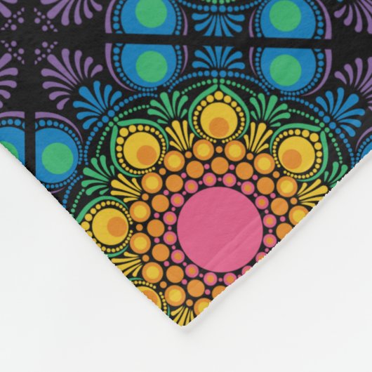 Couverture Polaire Nom personnalisé Rainbow Floral Fontaine Carreaux (Coin)