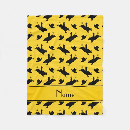 Couverture Polaire Nom personnalisé rodéo jaune motif équitation (Devant)