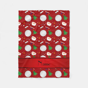 Couverture Polaire Nom personnalisé rouge de Noël golf