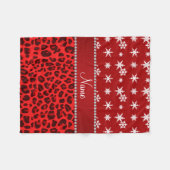Couverture Polaire Nom personnalisé rouge léopard rouge flocons de ne (Devant (Horizontal))