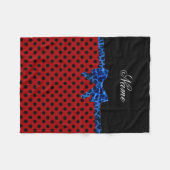 Couverture Polaire Nom personnalisé rouge pois bleu léopard arc (Devant (Horizontal))