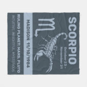 Couverture Polaire Nom personnalisé / Scorpion du symbole zodiaque du (Devant (Horizontal))