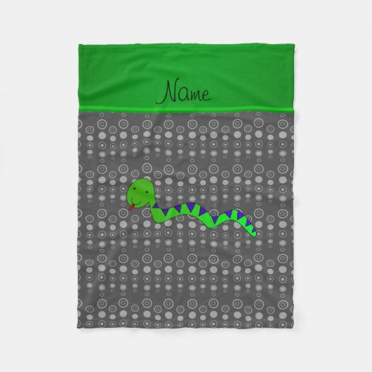 Couverture Polaire Nom personnalisé serpent vert bulles grises (Devant)