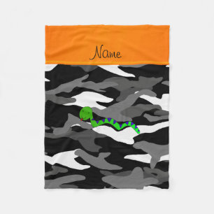 Couverture Polaire Nom personnalisé serpent vert camouflage noir