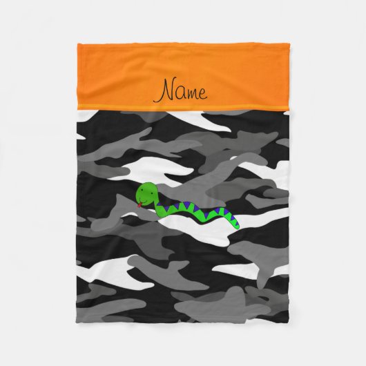 Couverture Polaire Nom personnalisé serpent vert camouflage noir (Devant)