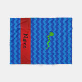 Couverture Polaire Nom personnalisé serpent vert chevrons bleu (Devant (Horizontal))