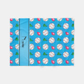 Couverture Polaire Nom personnalisé sky bleu baseball anniversaire (Devant (Horizontal))