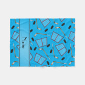 Couverture Polaire Nom personnalisé sky bleu hockey bâtons filets (Devant (Horizontal))