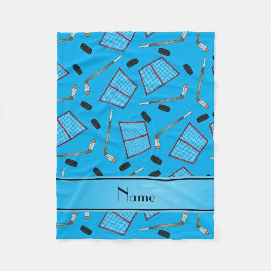 Couverture Polaire Nom personnalisé sky bleu hockey bâtons filets (Devant)