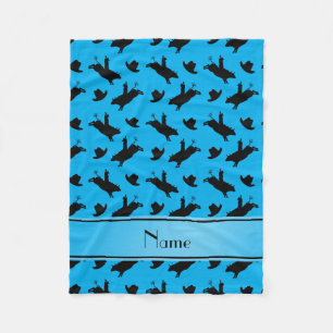 Couverture Polaire Nom personnalisé sky bleu rodéo bulle équitation