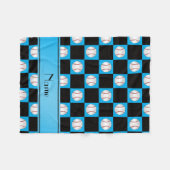 Couverture Polaire Nom personnalisé sky blue baseball checkers (Devant (Horizontal))