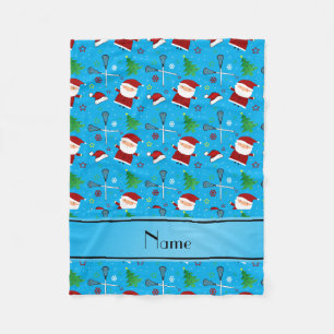 Couverture Polaire Nom personnalisé sky blue lacrosse motif de Noël