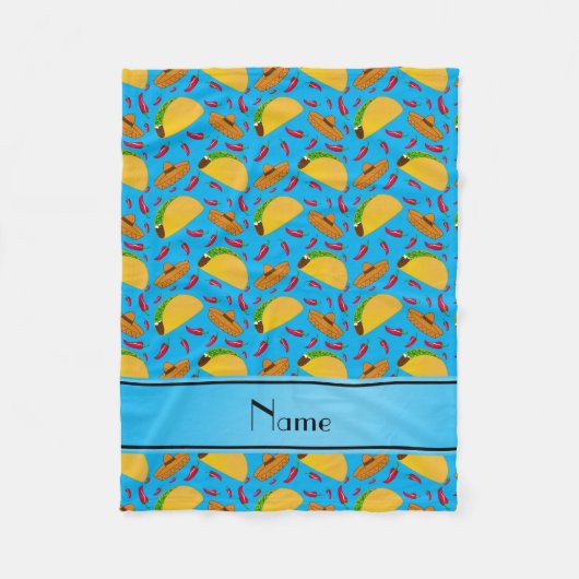 Couverture Polaire Nom personnalisé sky blue tacos sombreros chilis (Devant)