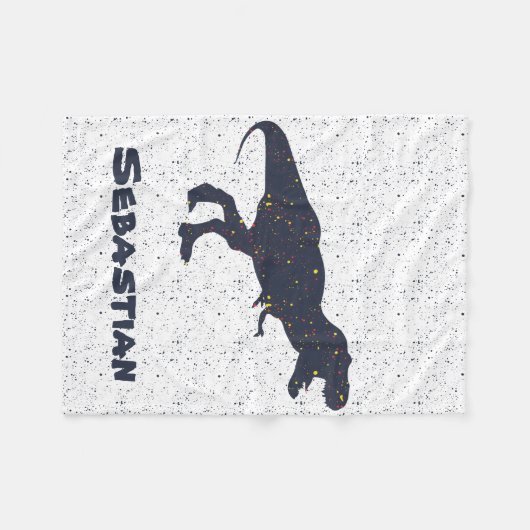 Couverture Polaire Nom personnalisé T-Rex Blanche-Toison, Petit (Devant (Horizontal))