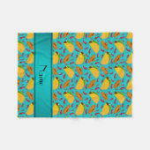 Couverture Polaire Nom personnalisé tacos turquoise sombreros chilis (Devant (Horizontal))